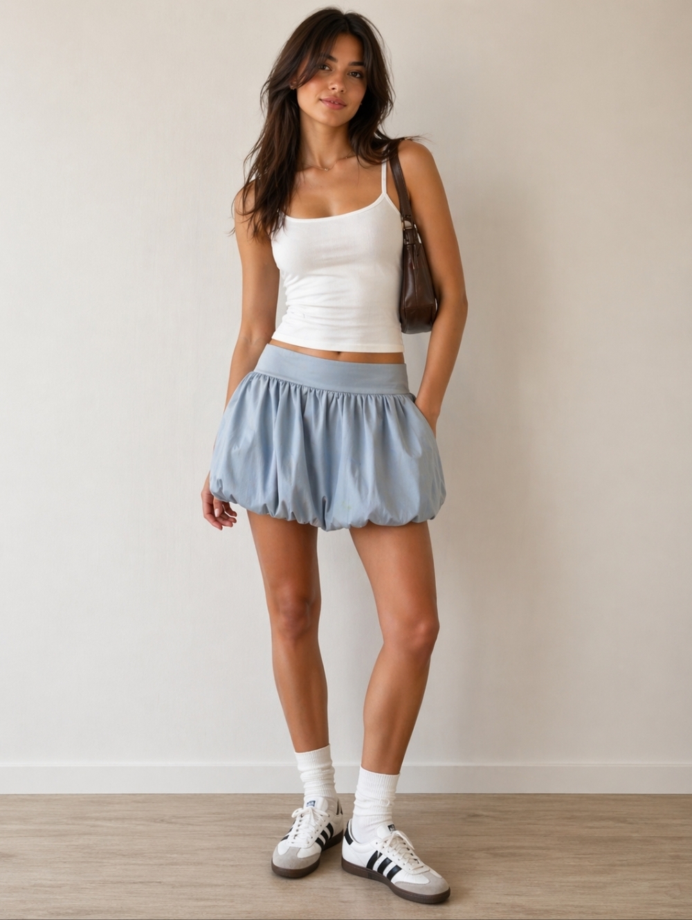 NWT GLAM BLUE BUBBLE SKIRT LARGE BUILT IN SHORTS